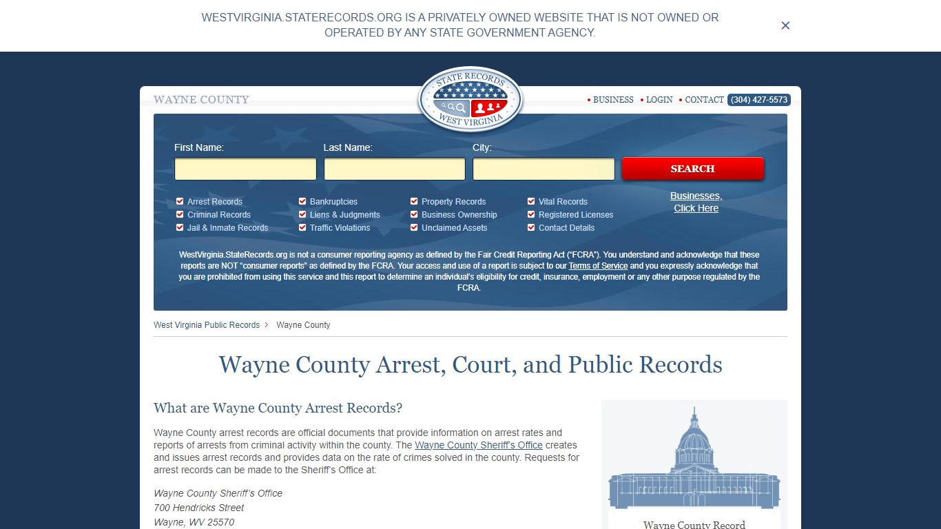 Wayne County Arrest, Court, and Public Records